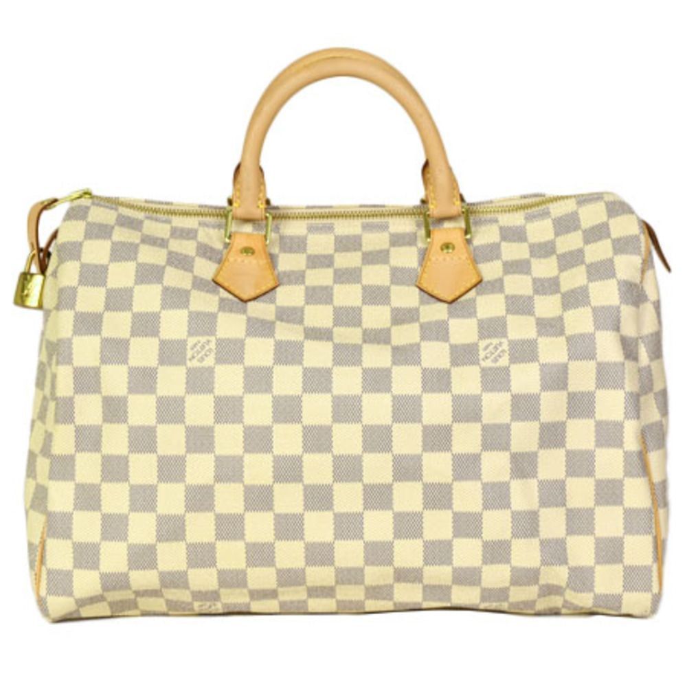 Louis Vuitton Speedy 35 Handbag Damier Azur Gold Hardware